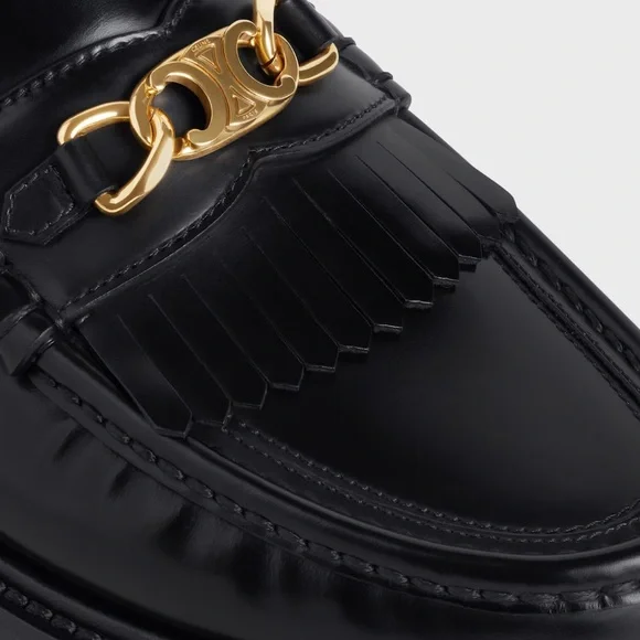 CELINE Margaret Loafer with Triomphe Chain in Polished Black Leather - Picture 4 of 16